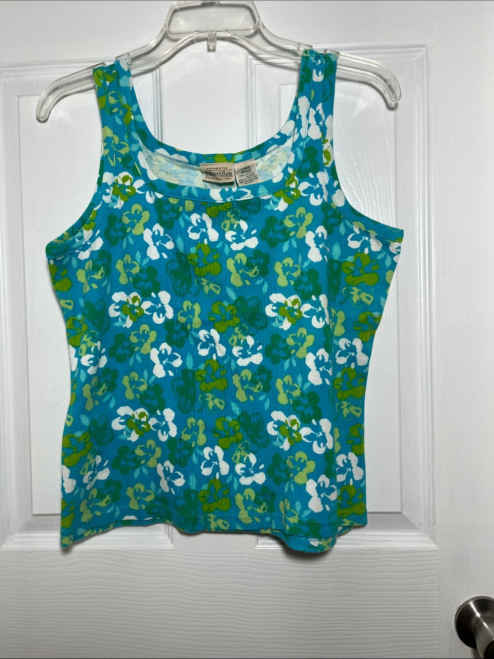 St. John's Bay Turquoise & Green Floral Scoop Neck Tank
